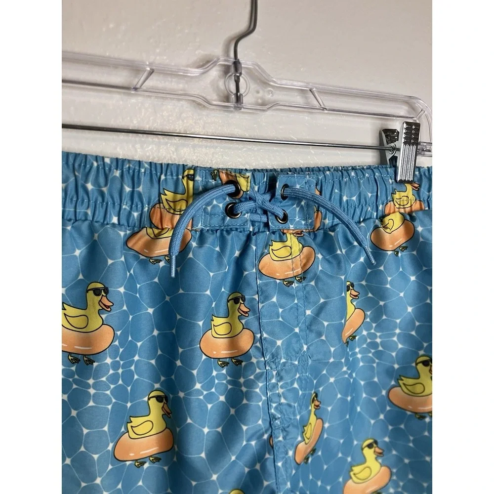 Beach Bros Rubber Ducky SPF Retro‎ Swim Suit Trunks Youth Size 16 Pockets Teal